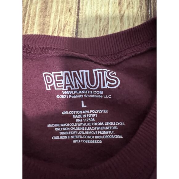 Peanuts Womens Sweatshirt Size L Burgundy Round Neck Better Together Print - Picture 7 of 9